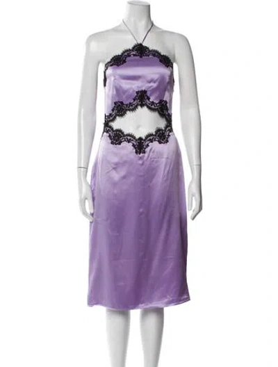 Pre-owned Fleur Du Mal Halterneck Knee-length Dress In Purple