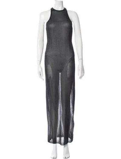 Pre-owned Fleur Du Mal Halterneck Long Dress In Blue