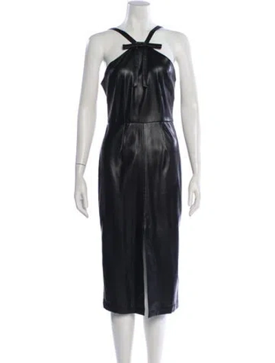 Pre-owned Fleur Du Mal Halterneck Midi Length Dress In Black