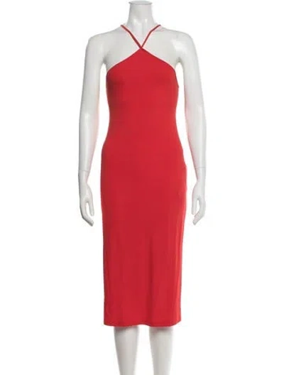 Pre-owned Fleur Du Mal Halterneck Midi Length Dress In Red