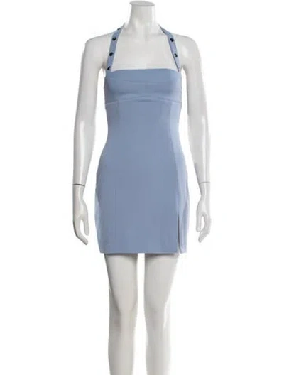 Pre-owned Fleur Du Mal Halterneck Mini Dress In Blue