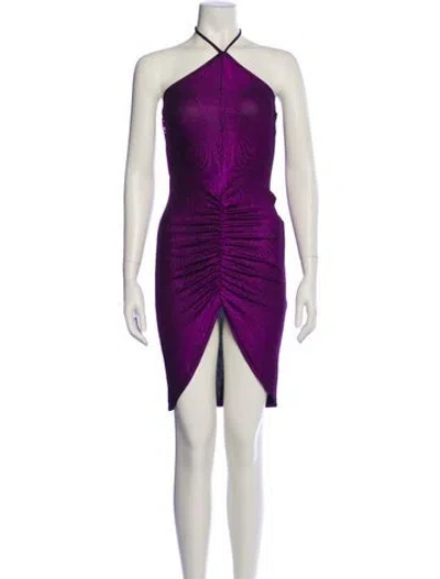 Pre-owned Fleur Du Mal Halterneck Mini Dress In Purple