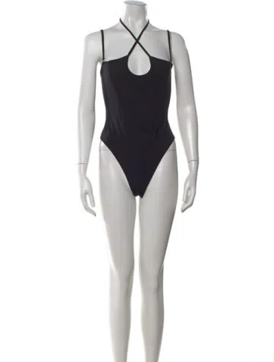 Pre-owned Fleur Du Mal Halterneck Sleeveless Bodysuit In Black
