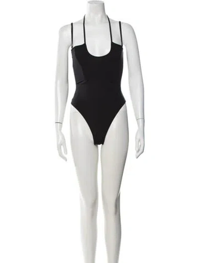 Pre-owned Fleur Du Mal Halterneck Sleeveless Bodysuit In Black