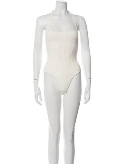 Pre-owned Fleur Du Mal Halterneck Sleeveless Bodysuit In Neutrals