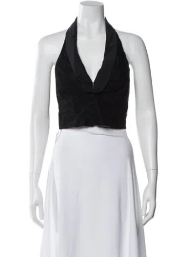 Pre-owned Fleur Du Mal Halterneck Sleeveless Crop Top In Black