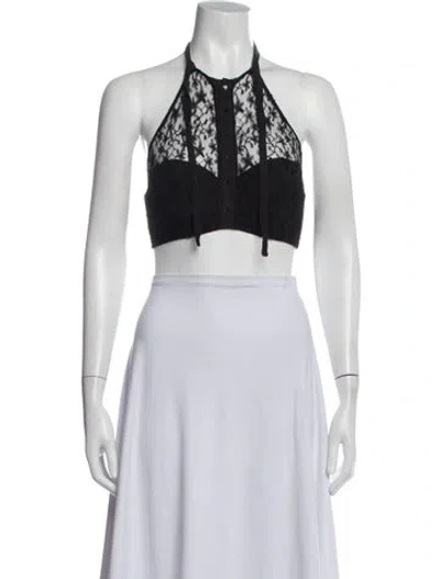 Pre-owned Fleur Du Mal Halterneck Sleeveless Crop Top In Black