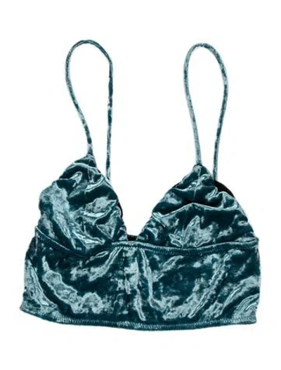 Pre-owned Fleur Du Mal Halterneck Sleeveless Crop Top In Blue