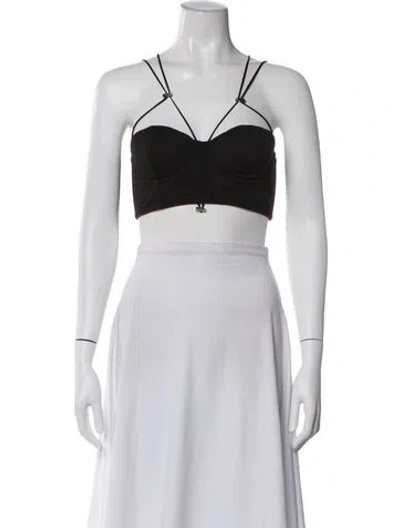 Pre-owned Fleur Du Mal Halterneck Sleeveless Sports Bra In Black