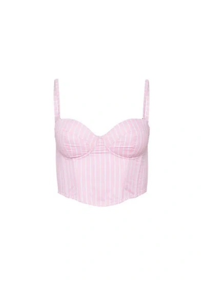 Fleur Du Mal Hampton Poplin Cropped Bustier In Pink