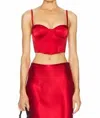Fleur Du Mal Cropped Hamptons Bustier Top In Rouge In Multi