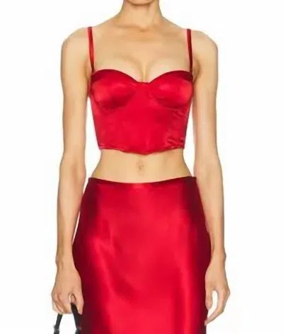 FLEUR DU MAL HAMPTONS BUSTIER CROP TOP IN ROUGE