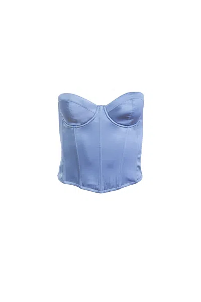 Fleur Du Mal Hamptons Bustier In Denim Blue