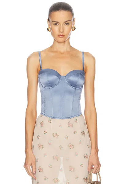 Fleur Du Mal Blue Hamptons Corset In Denim Blue 0952