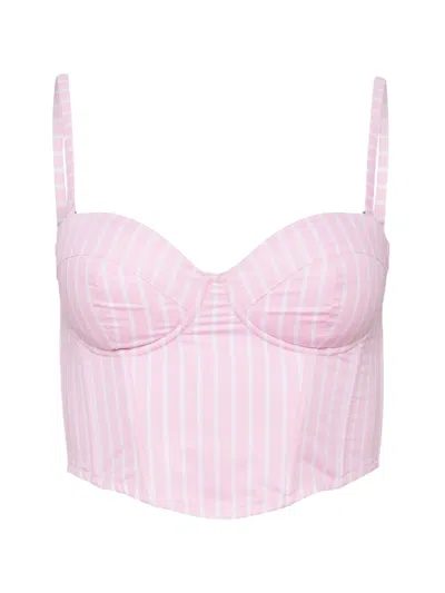 Fleur Du Mal Hamptons Striped Bustier Top In Pink