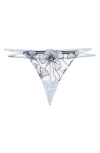Fleur Du Mal Harper Embroidered G-string In Crystal Blue