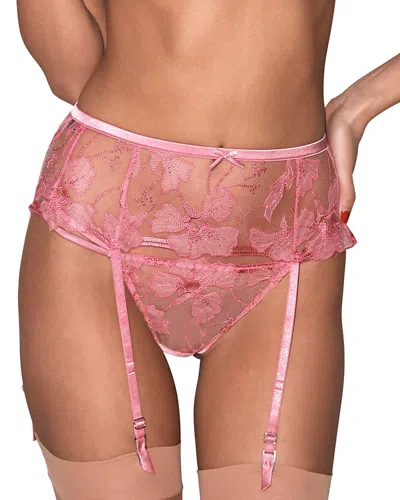 Fleur Du Mal Harper Embroidered G String In Pink