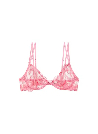 Fleur Du Mal Harper Embroidery Demi Bra In Animal Print