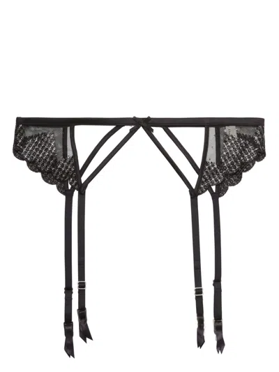 Fleur Du Mal Heart Embroidery Garter In Black