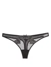 Fleur Du Mal Heart Embroidery Thong In Black