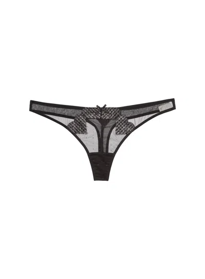 FLEUR DU MAL HEART EMBROIDERY THONG