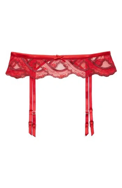 Fleur Du Mal Hendrix Embroidered Garter Belt In Red