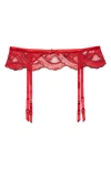 Fleur Du Mal Hendrix Embroidered Garter Belt In Rouge