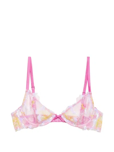 Fleur Du Mal Hibiscus Sequin-embellished Bra In Pink