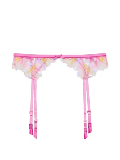 Fleur Du Mal Hibiscus Sequin-embellished Garter Belt In Multi