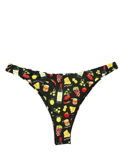 Fleur Du Mal Graphic-print Bikini Bottoms In Black