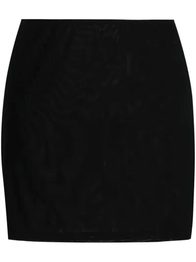 Fleur Du Mal High-waisted Mesh-panel Skirt In Black
