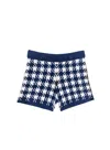 Fleur Du Mal Houndstooth Knit Short In Navy And Ivory