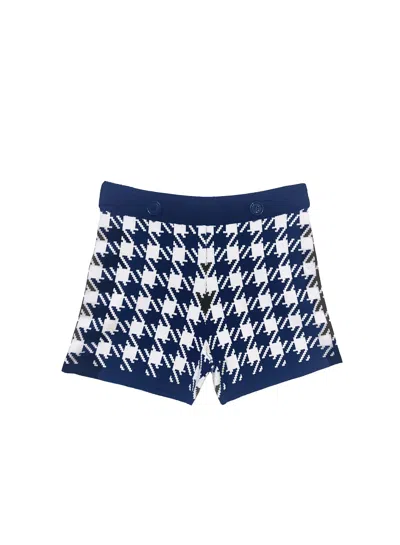 FLEUR DU MAL HOUNDSTOOTH-INTARSIA KNITTED SHORTS 