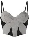 Fleur Du Mal Houndstooth-pattern Bustier Crop Top In Black