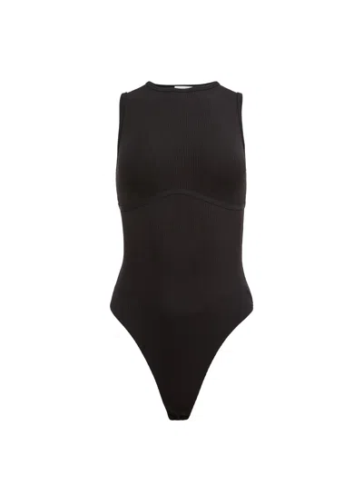 Fleur Du Mal Hourglass Rib Bodysuit In Black