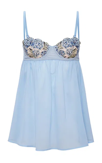 Fleur Du Mal Hydrangea Cupped Babydoll In Blue