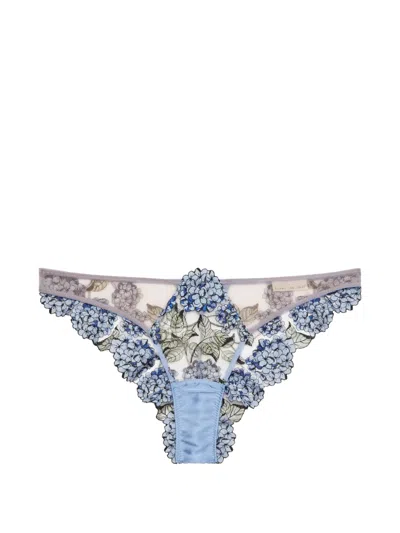 Fleur Du Mal Hydrangea Embroidered Briefs In Blue