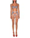 Fleur Du Mal Hydrangea Embroidered Garter Belt In Blue
