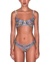 Fleur Du Mal Hydrangea Lace Trim Thong In Silver