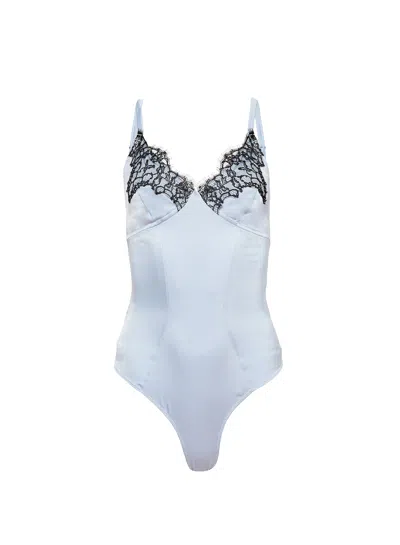 Fleur Du Mal Iris Lace Bodysuit In Ice Queen