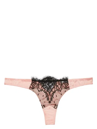 Fleur Du Mal Iris Lace-detailing Thong In Pink