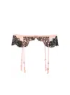 Fleur Du Mal Iris Lace Garter Belt In Bleached Apricot
