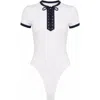 Fleur Du Mal Ivy Ringer Solid Bodysuit In White