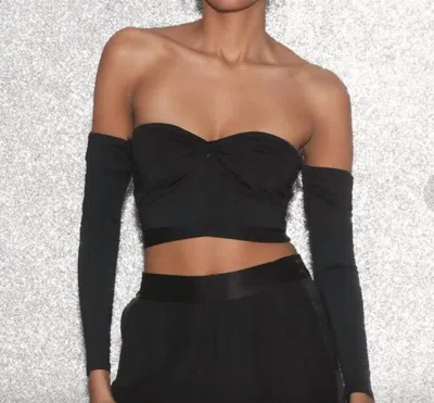 Fleur Du Mal Jersey Draped Crop Top In Black