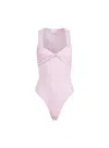 Fleur Du Mal Jersey Knot Bodysuit In Barely Pink