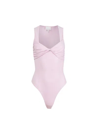 Fleur Du Mal Jersey Knot Bodysuit In Barely Pink
