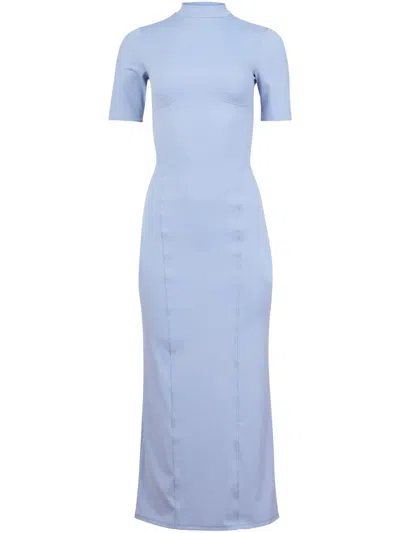 Fleur Du Mal Jersey-maxikleid Mit Stehkragen In Denim Blue