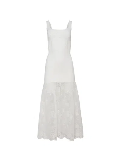 Fleur Du Mal Jolie Lace-trim Ribbed Maxi Dress In White