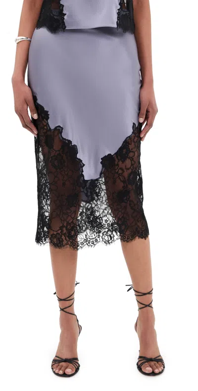 Fleur Du Mal Juliet Lace And Silk Skirt Lavender Smoke