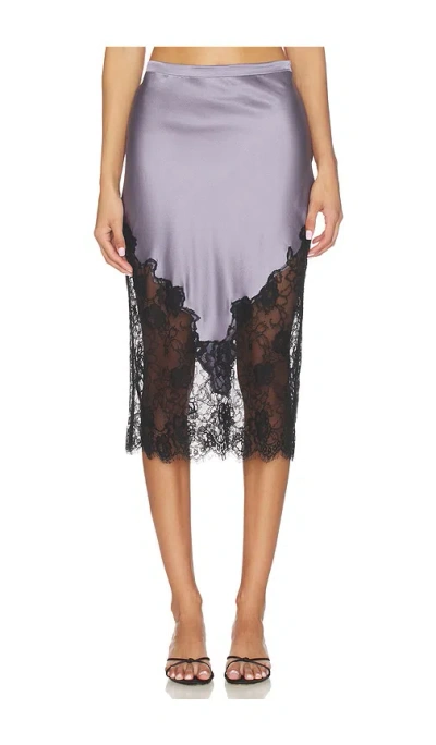Fleur Du Mal Juliet Lace And Silk Skirt Lavender Smoke In Purple